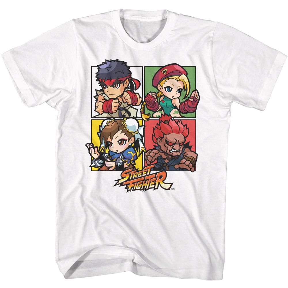 Street Fighter - Four Chibi Squares - Short Sleeve - Adult - T-Shirt