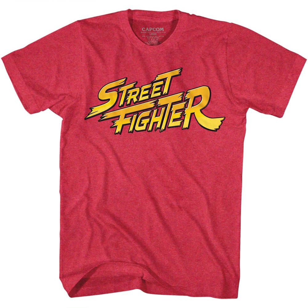 Street Fighter - Red Yellow Logo - Short Sleeve - Heather - Adult - T-Shirt