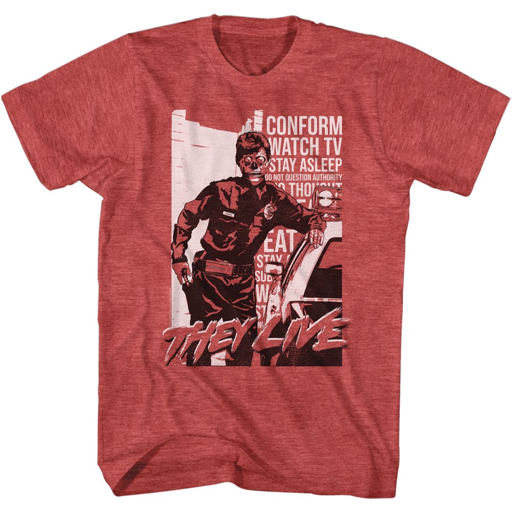 They Live - Cop & Car - Short Sleeve - Heather - Adult - T-Shirt