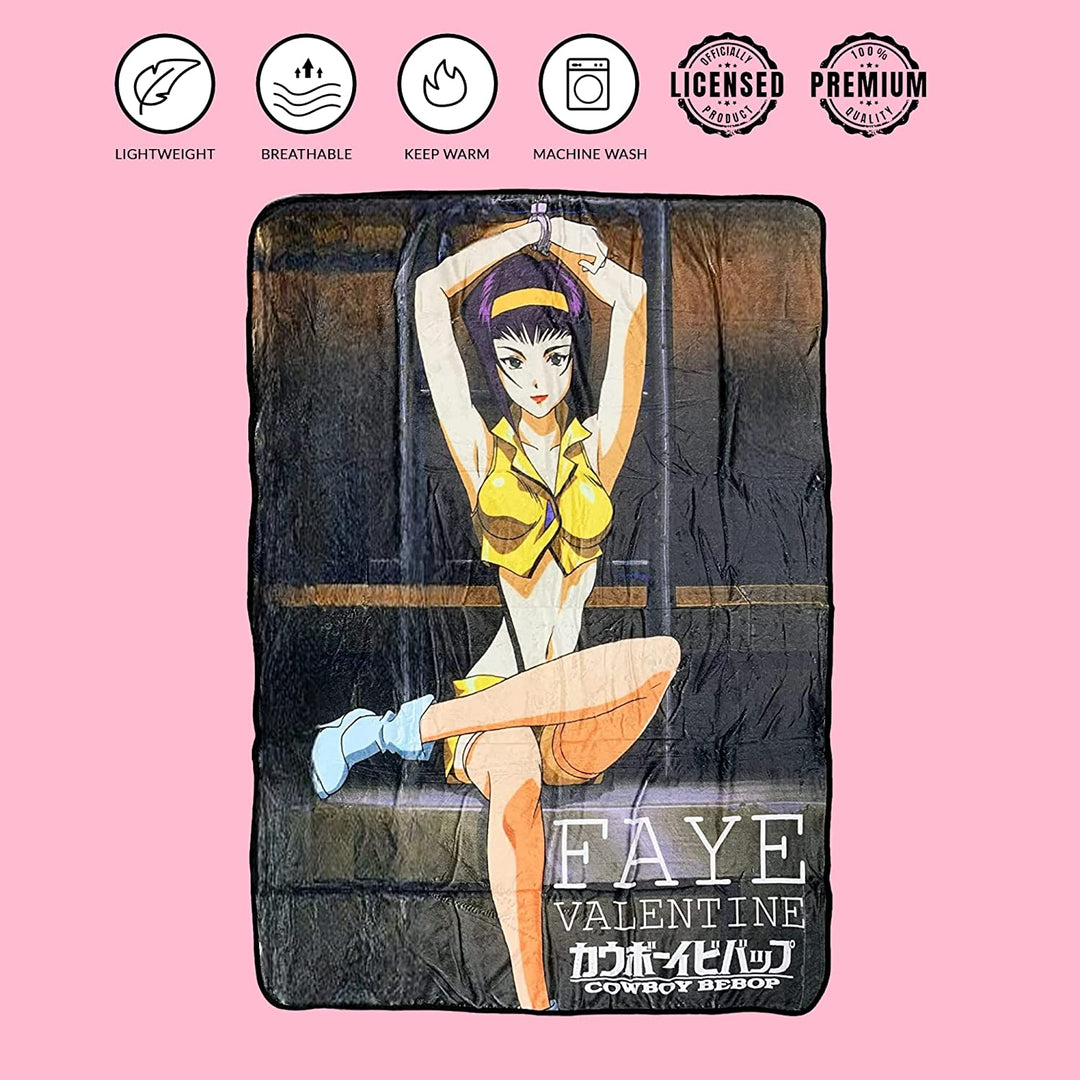 Cowboy Bebop Faye Valentine Cuffed Fleece Throw Soft Lightweight Blanket 45x60 Inches