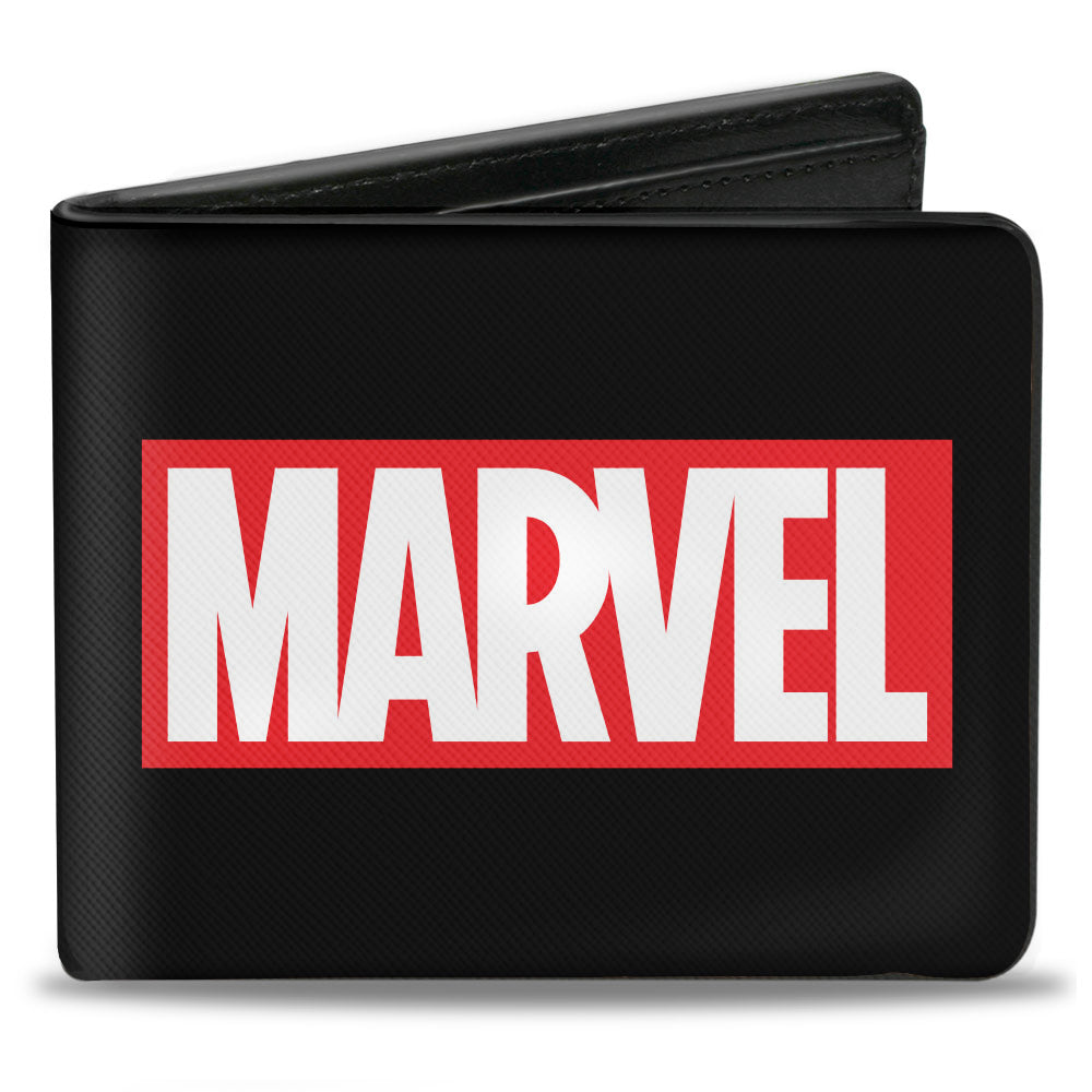 Marvel Comics Logo Brick Black Red White Bifold Wallet