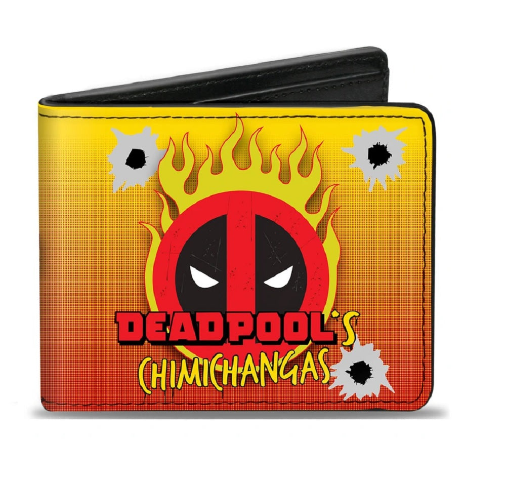 Deadpool Chimichangas Flaming Logo Marvel Bifold Wallet