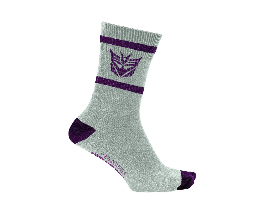Hasbro Transformers Decepticons Symbol Grey and Purple Crew Socks