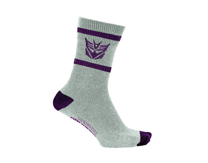 Hasbro Transformers Decepticons Symbol Grey and Purple Crew Socks