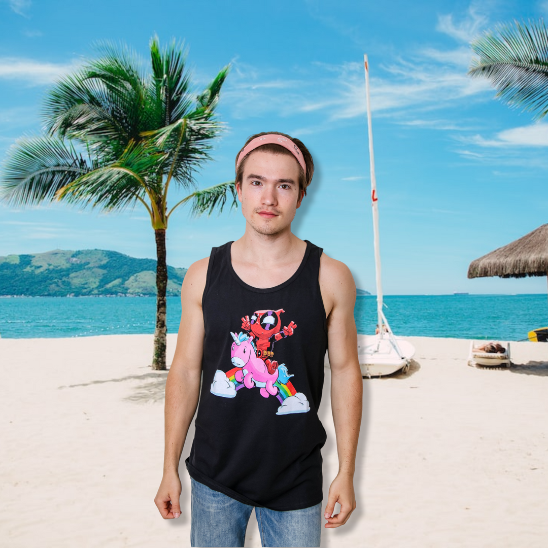 Deadpool Rainbow Power Marvel Comics Adult Tank Top