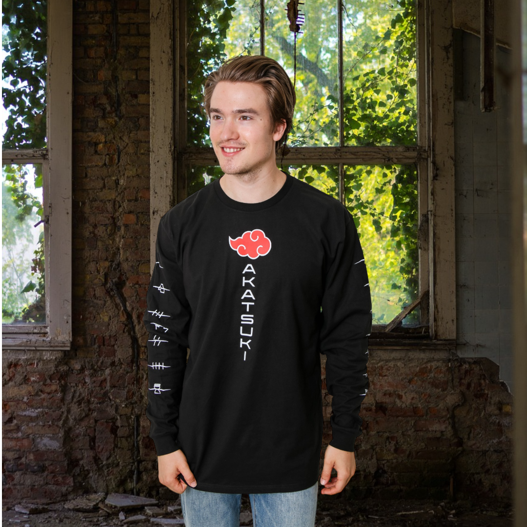 Naruto Shippuden Akatsuki Anti Village Symbols Cloud Anime Adult Unisex Long Sleeve T-Shirt