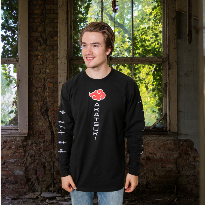 Naruto Shippuden Akatsuki Anti Village Symbols Cloud Anime Adult Unisex Long Sleeve T-Shirt