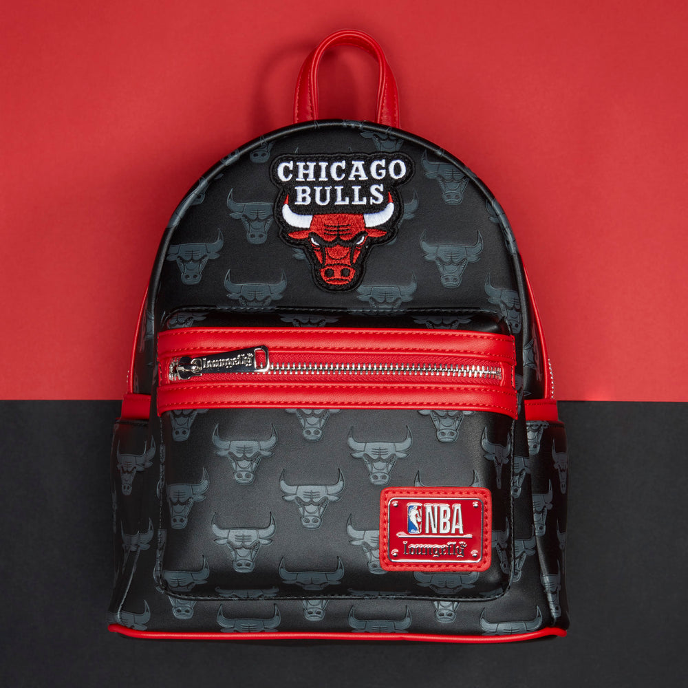 NBA Chicago Bulls Logo Mini Backpack Double Strap Shoulder Bag Purse