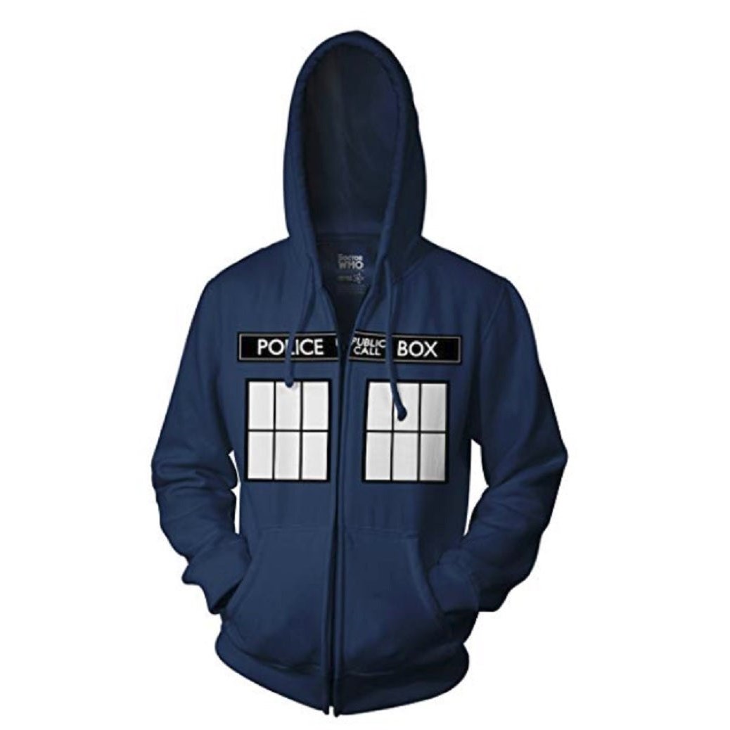 Doctor Who Tardis Call Box Window Adult Zip Hoodie