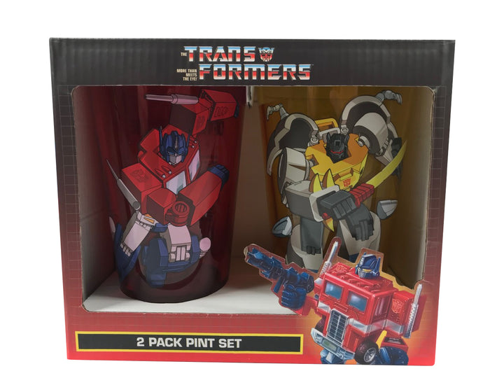 Transformers Autobots Optimus Prime And Grimlock 2 pack Pint Glass Set