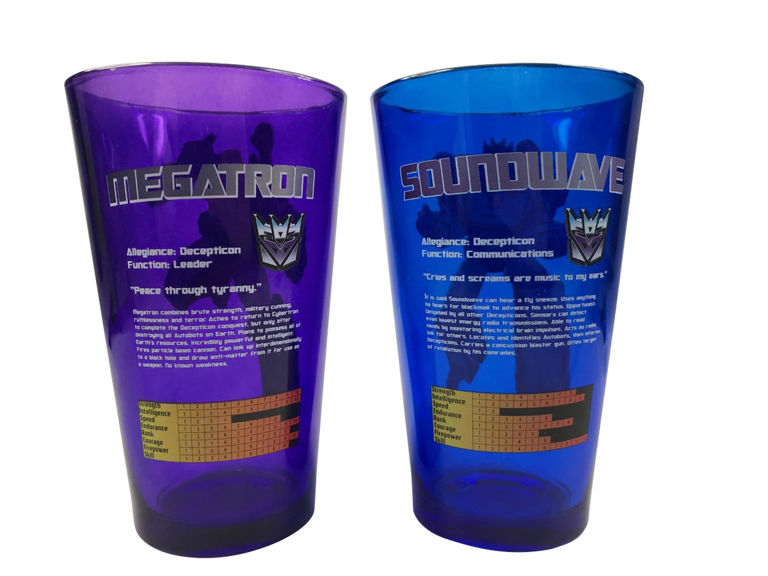 Transformers Decepticons Megatron And Soundwave 2 pack Pint Glass Set