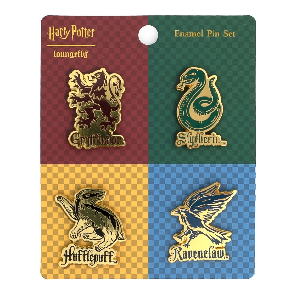 Loungefly Harry Potter House Mascots 4-Piece Enamel Pin Set