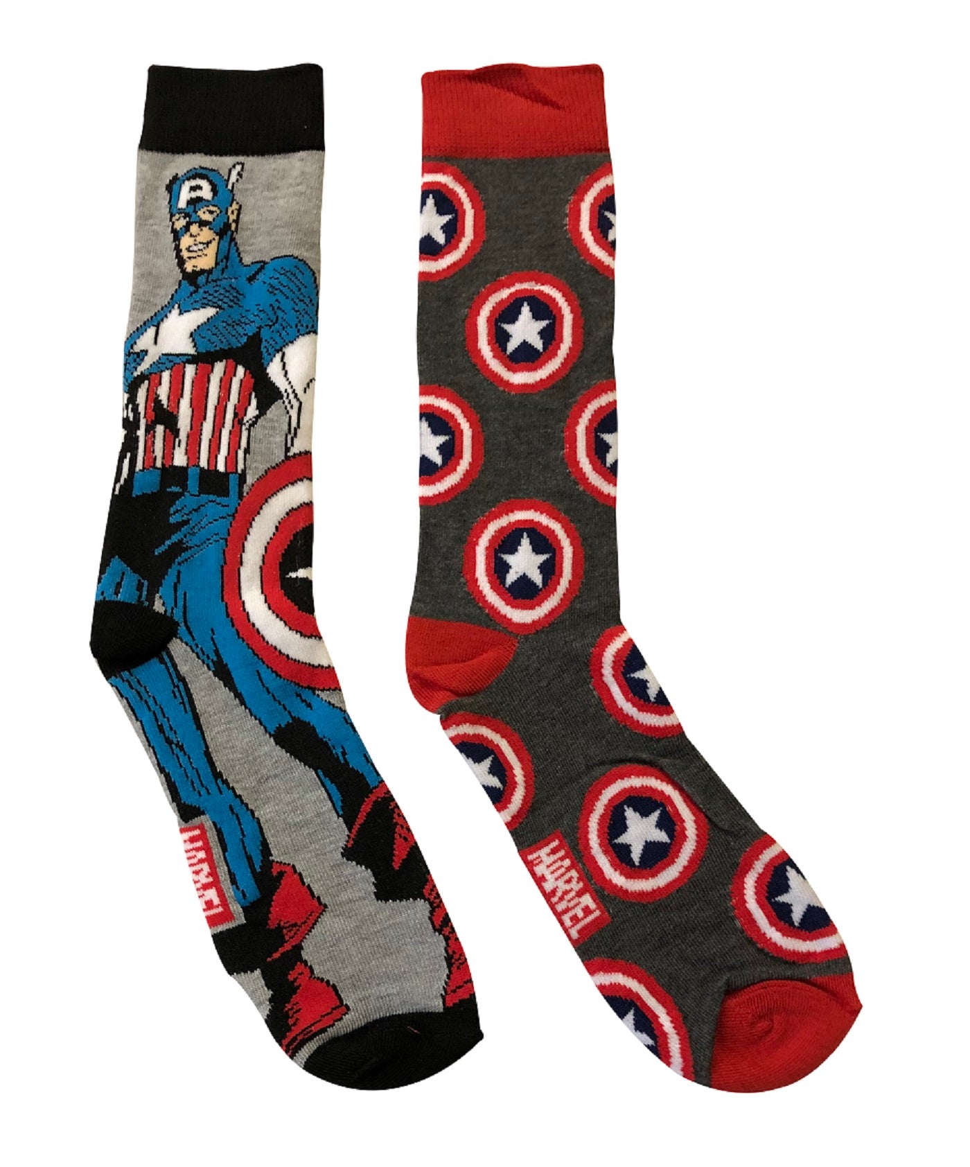 Captain America Standing Character and Shield Marvel 2-Pack Crew Socks