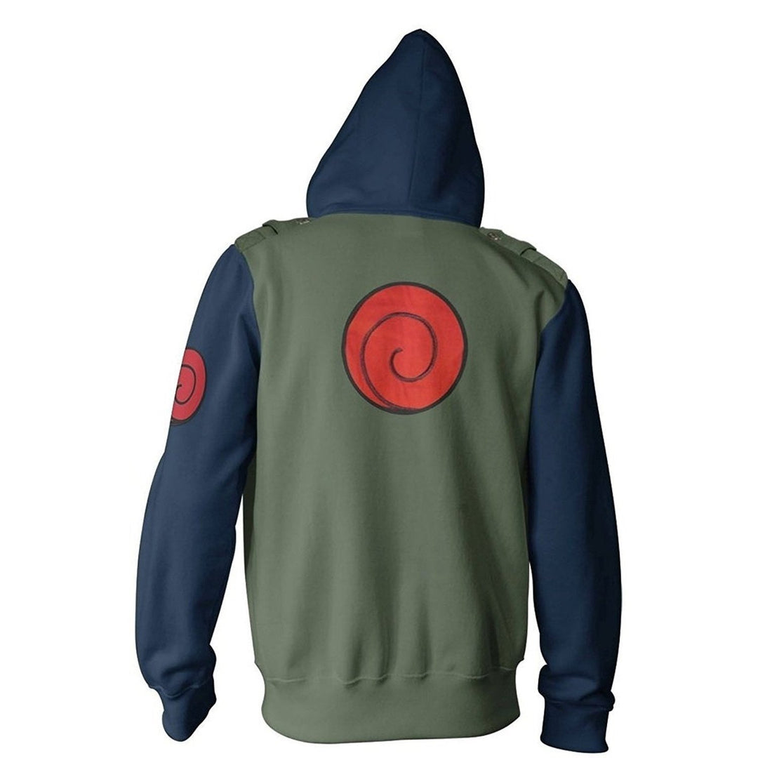 Naruto Shippuden Kakashi Cosplay Military Adult Fleece Zip Up Hoodie Sweatshirt