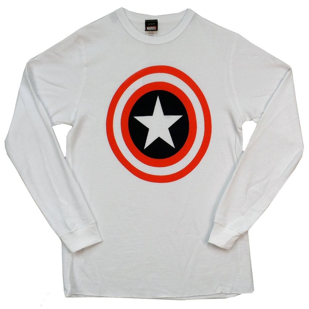 Captain America Shield Symbol Marvel Comics Thermal Long Sleeve T-Shirt