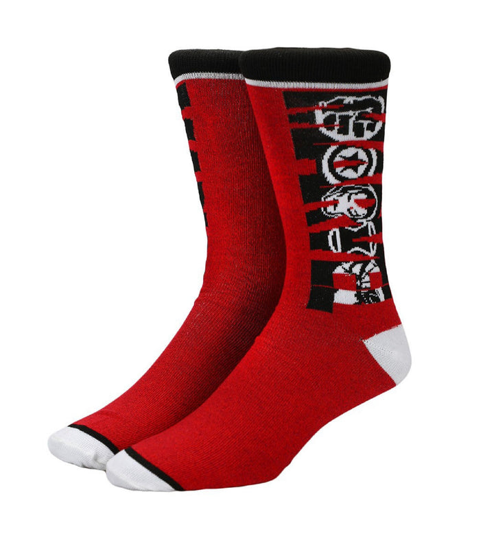 Marvel Comic Book Logo Superheroes Black And Red Crew Socks