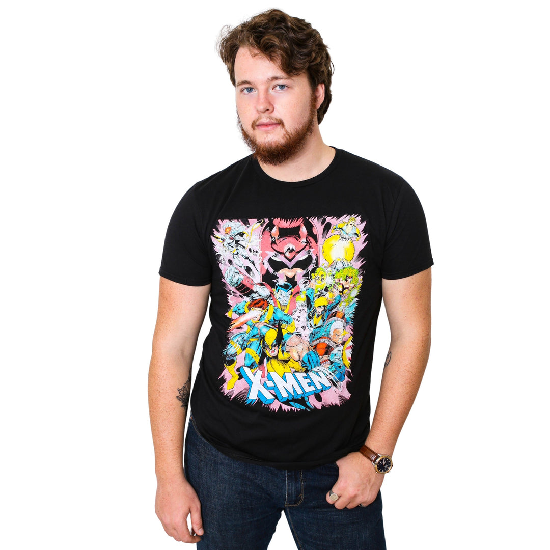 X-Men Jump Out Team 90's Marvel Comics Adult T Shirt