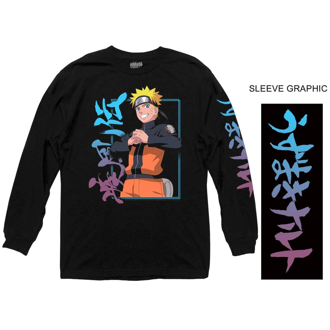 Naruto Shippuden Naruto Kanji Officially Licensed Adult Long Sleeve T-Shirt