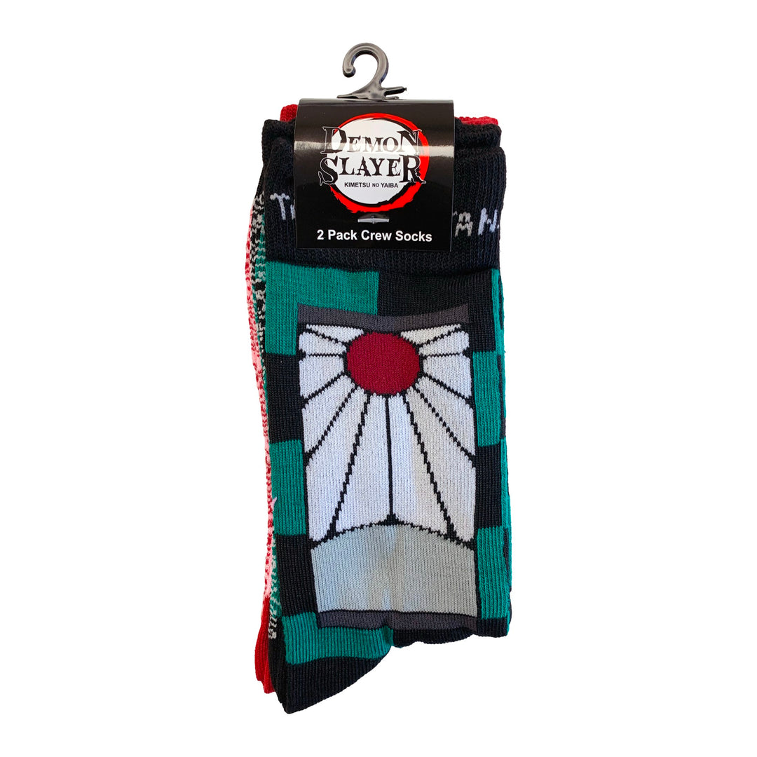 Demon Slayer 2 Pack - Nezuko & Tanjiro Flag Pattern Anime Crew Socks