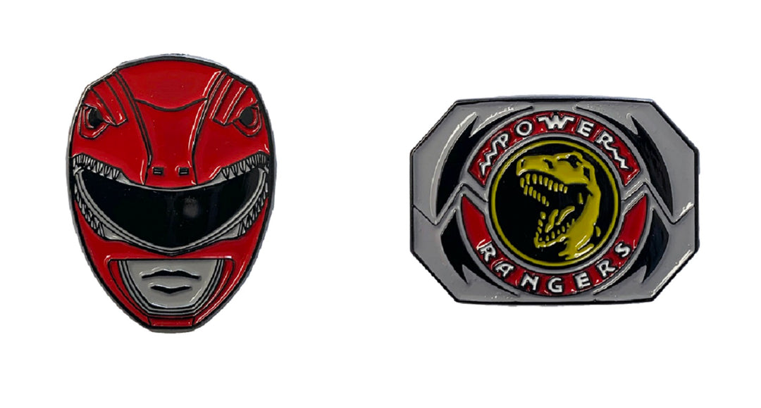 Power Rangers Red Ranger Mask and Emblem 2 Pack Enamel Pin set