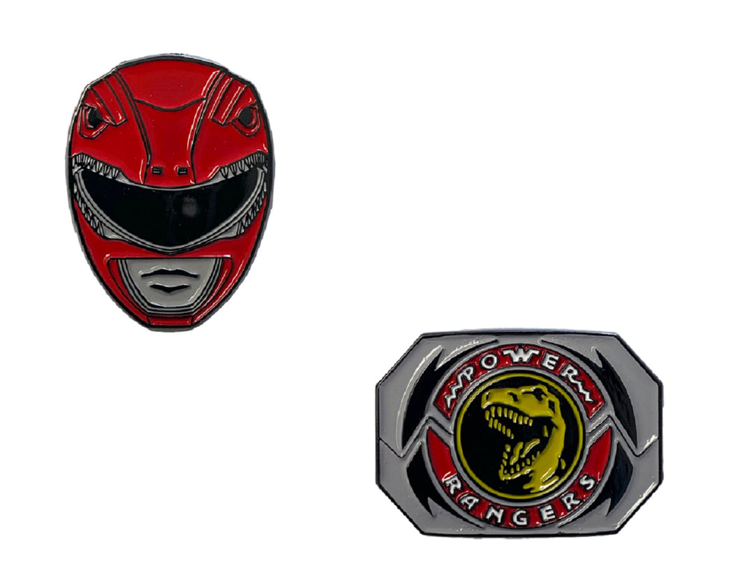 Power Rangers Red Ranger Mask and Emblem 2 Pack Enamel Pin set