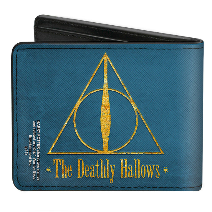 Harry Potter The Deathly Hallows Symbol Blue/Gold Bi-Fold Wallet