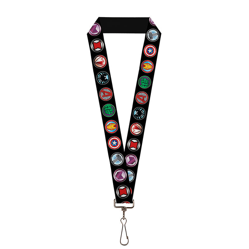 Marvel Avengers Icons Black Lanyard Neck Strap Id Holder