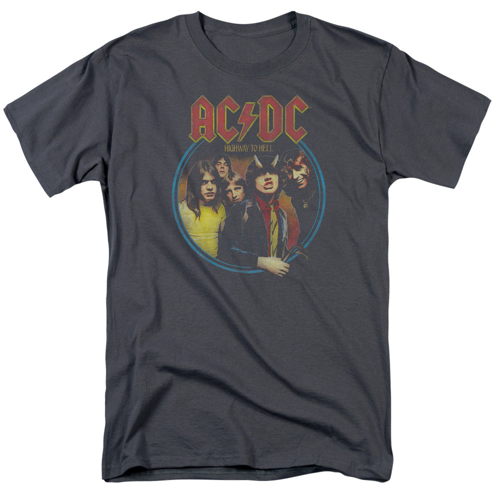 ACDC - Highway To Hell - Adult Unisex Short Sleeve T-Shirt - Gray