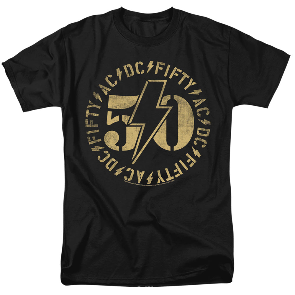 ACDC - 50 Years Logo - Adult Unisex Short Sleeve T-Shirt - Black