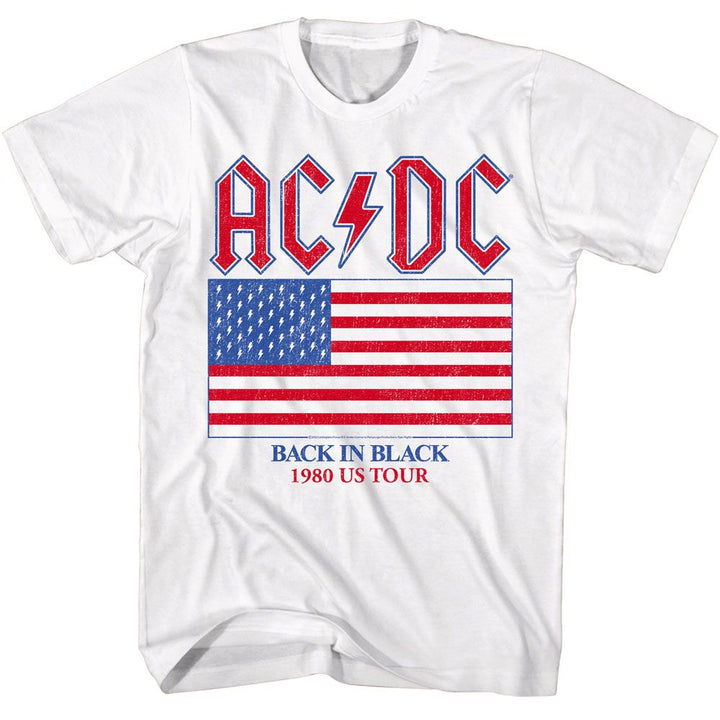 ACDC - US Tour - American Classics - Solid White Adult Short Sleeve T-Shirt