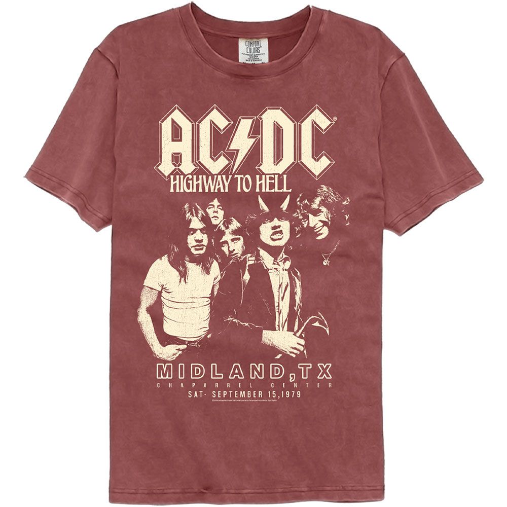 ACDC Highway To Hell Texas Officially Licensed Adult Short Sleeve Comfort Color T-Shirt