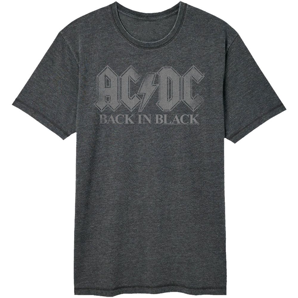 ACDC Back In Black Logo Officially Licensed Adult Short Sleeve Vintage Wash T-Shirt