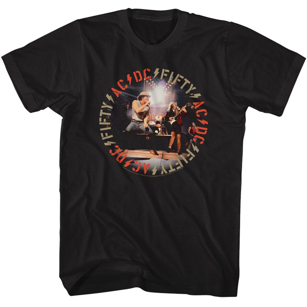 ACDC - Band On Stage 50 - American Classics - Solid Black Adult Short Sleeve T-Shirt