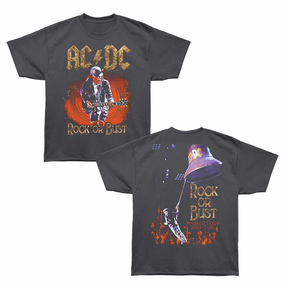 AC/DC - Rock Or Bust - Bronx Oversized Short Sleeve T-Shirt - Front & Back Print - Gray