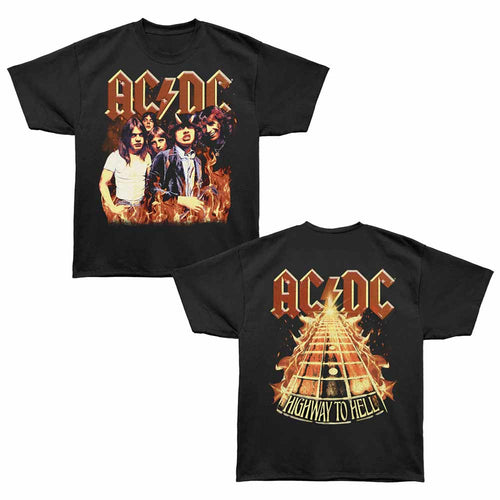 AC/DC - Highway To Hell Road - Bronx Oversized Short Sleeve T-Shirt - Front & Back Print - Black