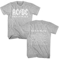 ACDC - Back In Black Album - American Classics - Heather Gray Adult Short Sleeve T-Shirt
