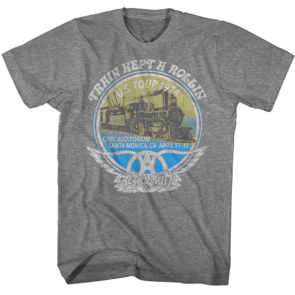 Aerosmith - Rollin - American Classics - Heather Gray Adult Short Sleeve T-Shirt