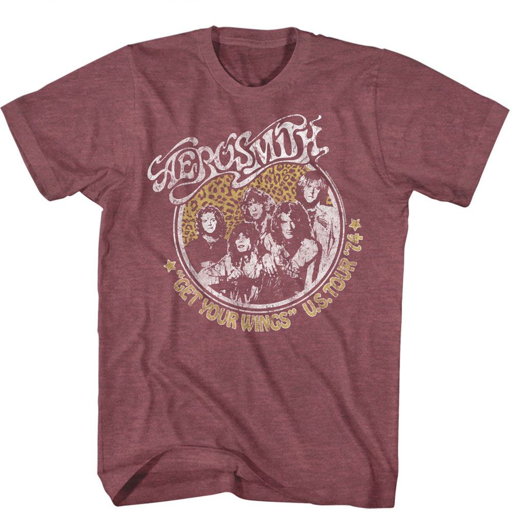 Aerosmith - Get Your Wings - American Classics - Heather Red Adult Short Sleeve T-Shirt