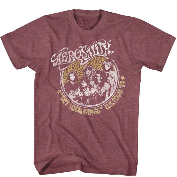 Aerosmith - Get Your Wings - American Classics - Heather Red Adult Short Sleeve T-Shirt