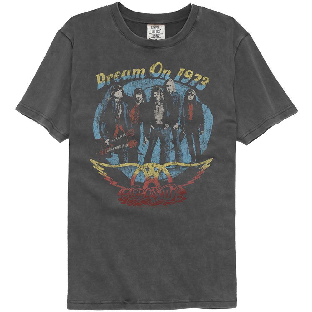 Aerosmith Dream On Officially Licensed Adult Short Sleeve Washed Black T-Shirt