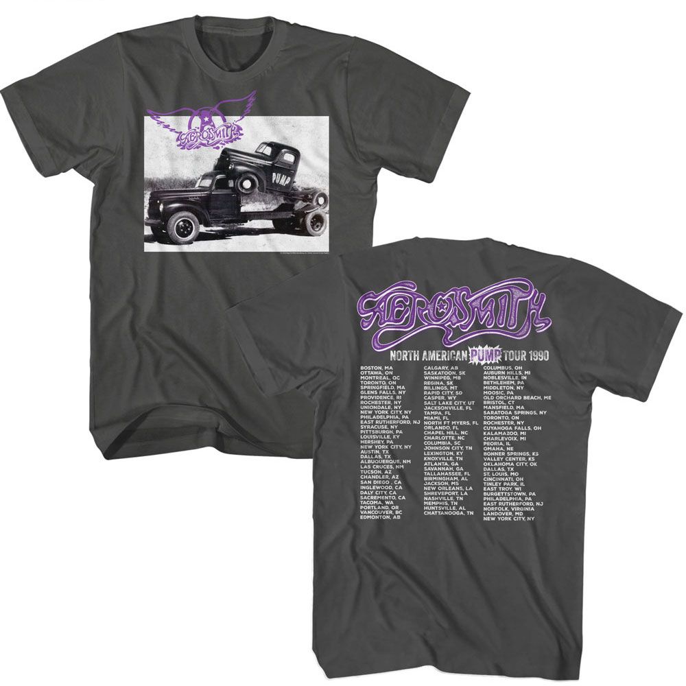 Aerosmith - Pump Tour - American Classics - Solid Gray Adult Short Sleeve T-Shirt