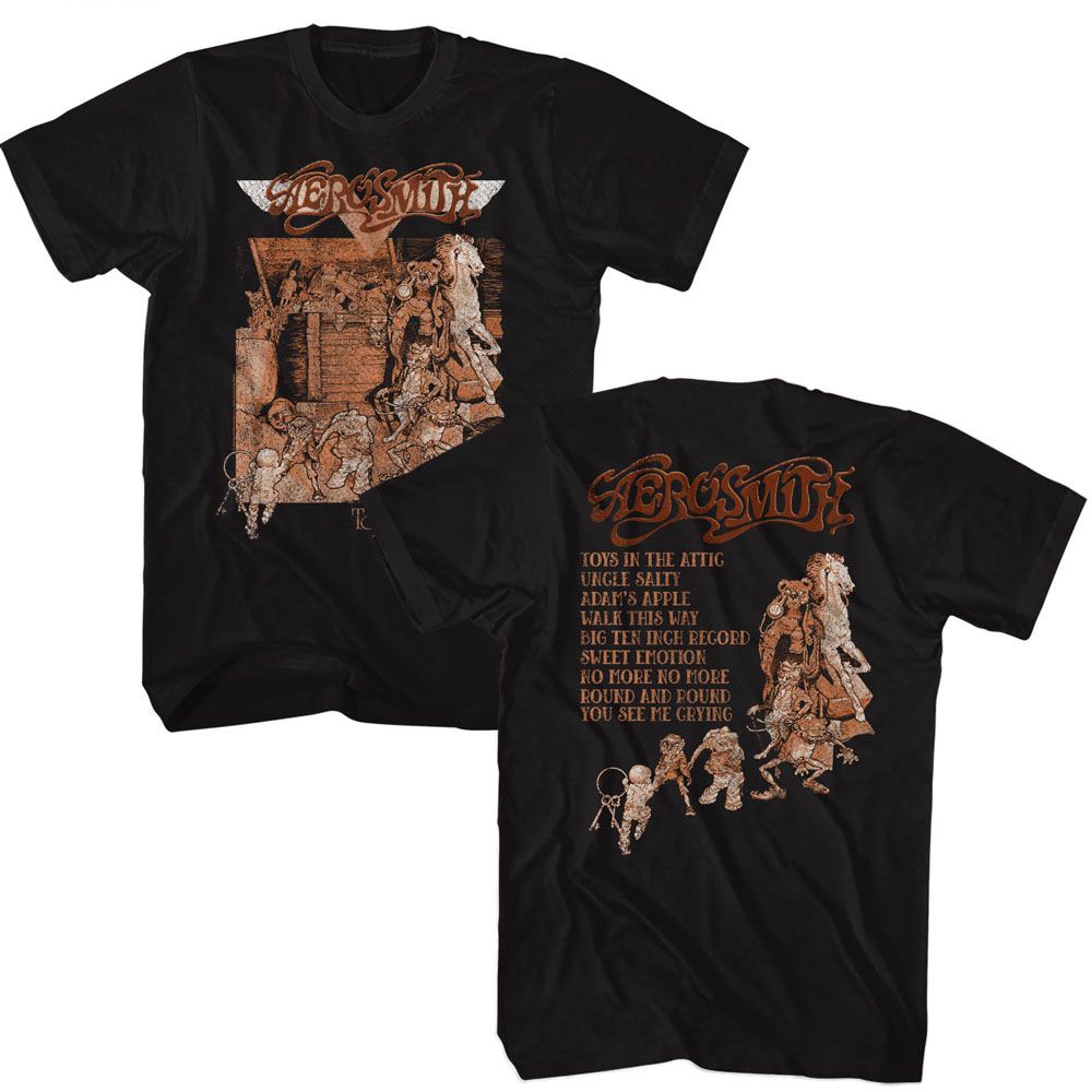 Aerosmith - Toys Cover Art - American Classics - Solid Black Adult Short Sleeve T-Shirt