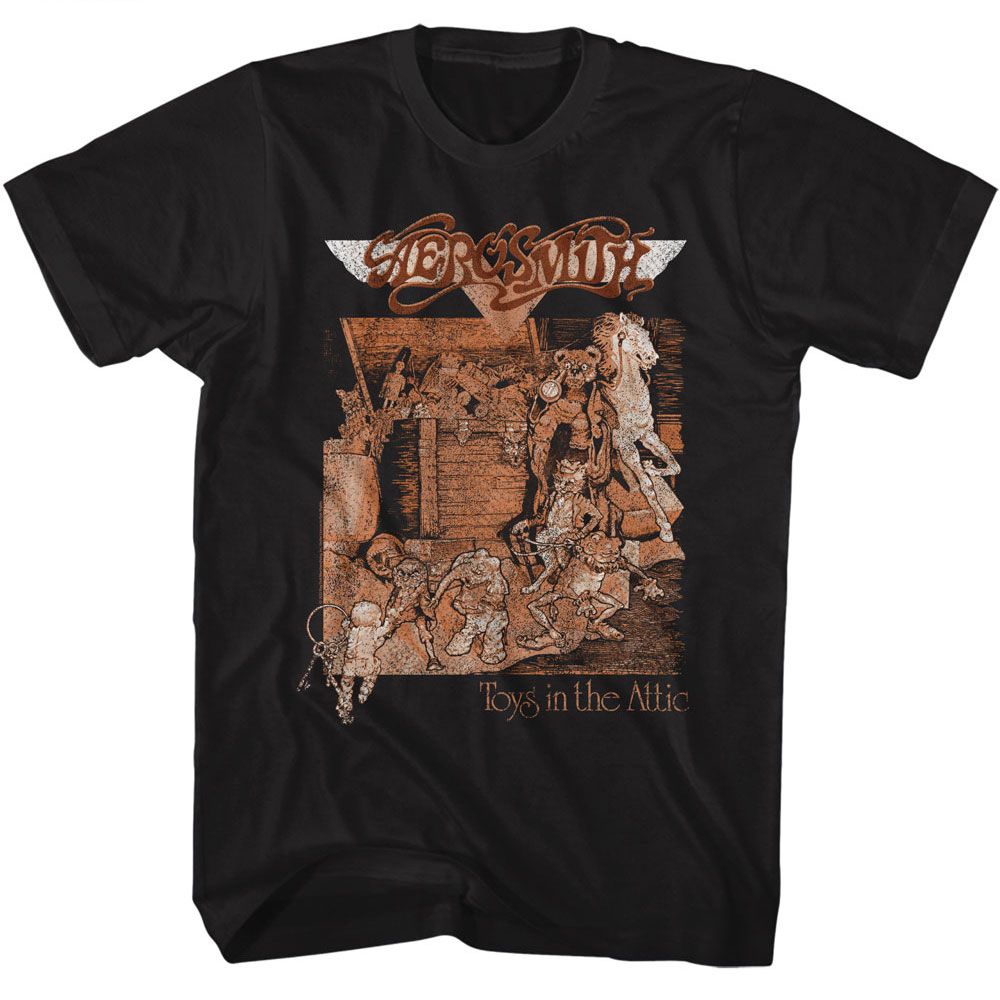 Aerosmith - Toys Album Cover - American Classics - Solid Black Adult Short Sleeve T-Shirt