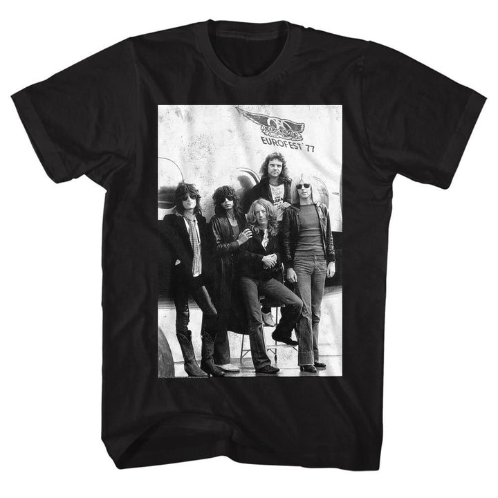 Aerosmith - Plane 2 - American Classics - Solid Black Adult Short Sleeve T-Shirt