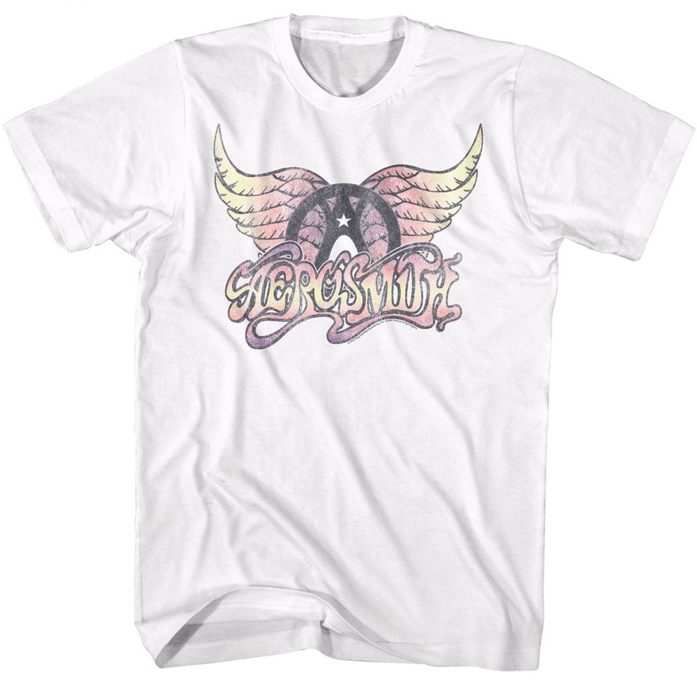 Aerosmith - Faded Pinks - American Classics - Solid White Adult Short Sleeve T-Shirt