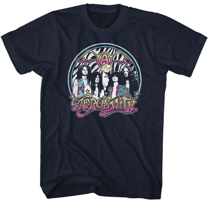 Aerosmith - Gaudy - American Classics - Solid Blue Adult Short Sleeve T-Shirt