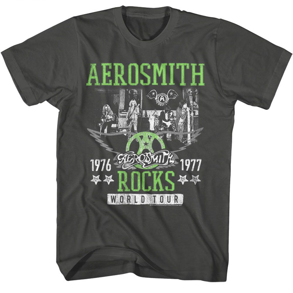 Aerosmith - Rockstar - American Classics - Solid Gray Adult Short Sleeve T-Shirt