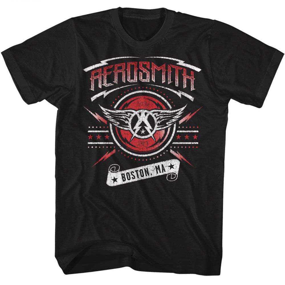 Aerosmith - Boston 2015 - American Classics - Solid Black Adult Short Sleeve T-Shirt