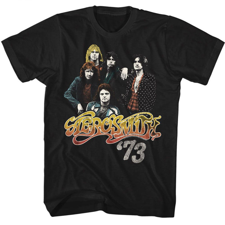 Aerosmith - Dream On 73 - American Classics - Solid Black Adult Short Sleeve T-Shirt