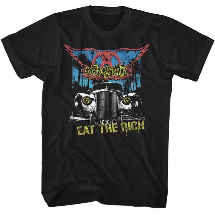 Aerosmith - Eat The Rich Car - American Classics - Solid Black Adult Short Sleeve T-Shirt